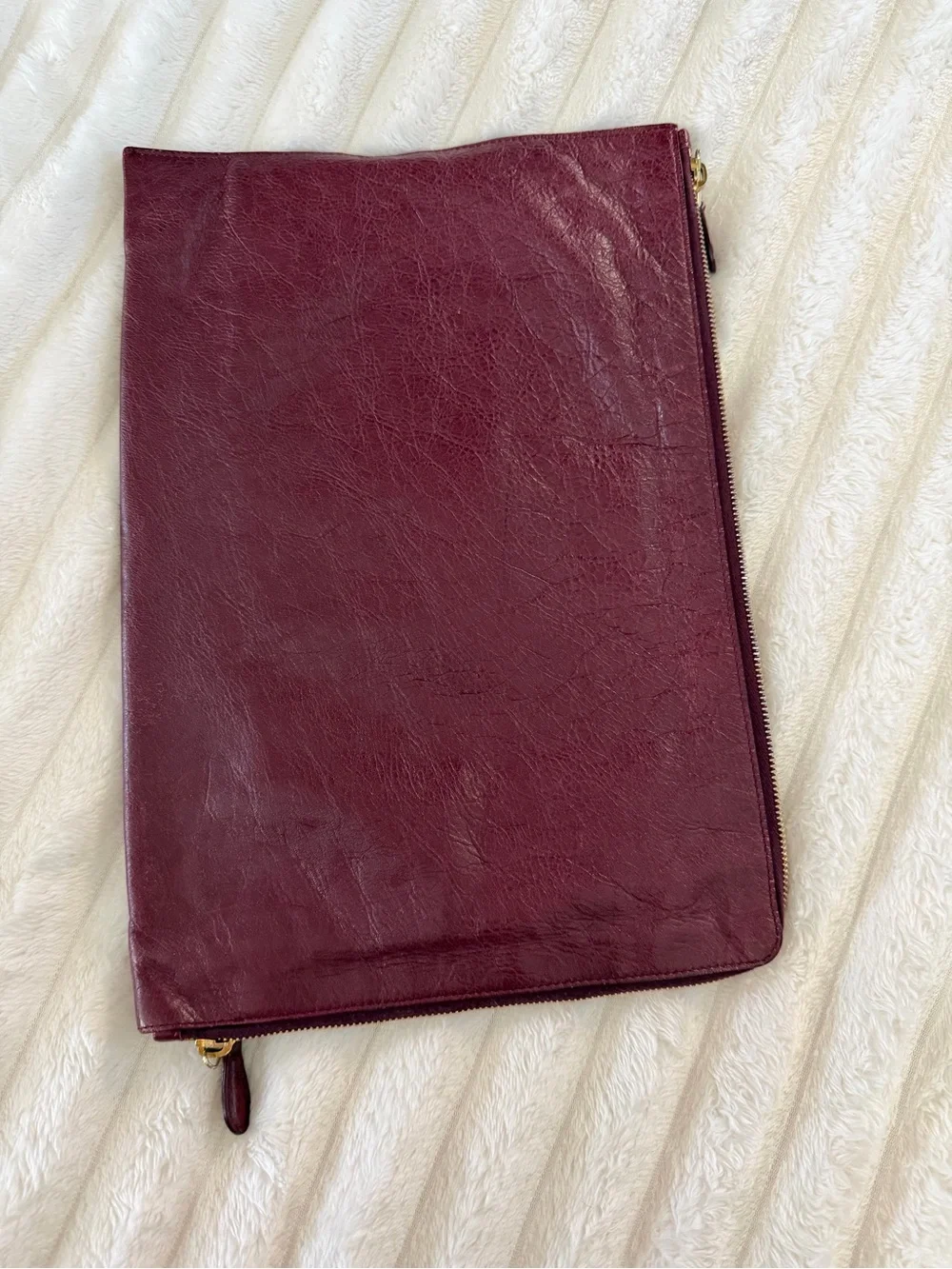 Balenciaga Deep Wine Leather Zip Clutch - Picture 2 of 16